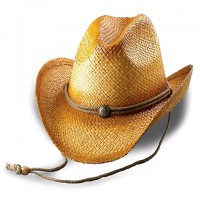 Straw Cowboy Hats – 12 PCS Raffia Straw w/ Tea Stained - Natural - HT-8158NT